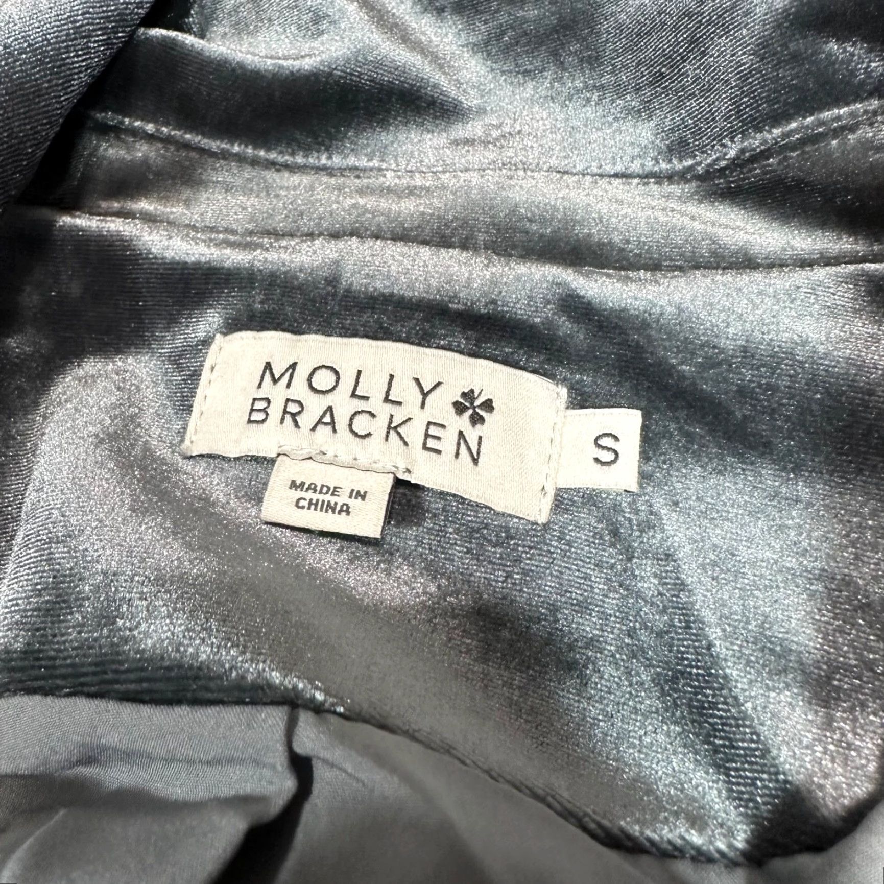 Vintage Molly Bracken Blazer Shirt Womens One Button Velour Gray Sz Small Long Sleeve Size S / US 4 / IT 40 - 6 Thumbnail