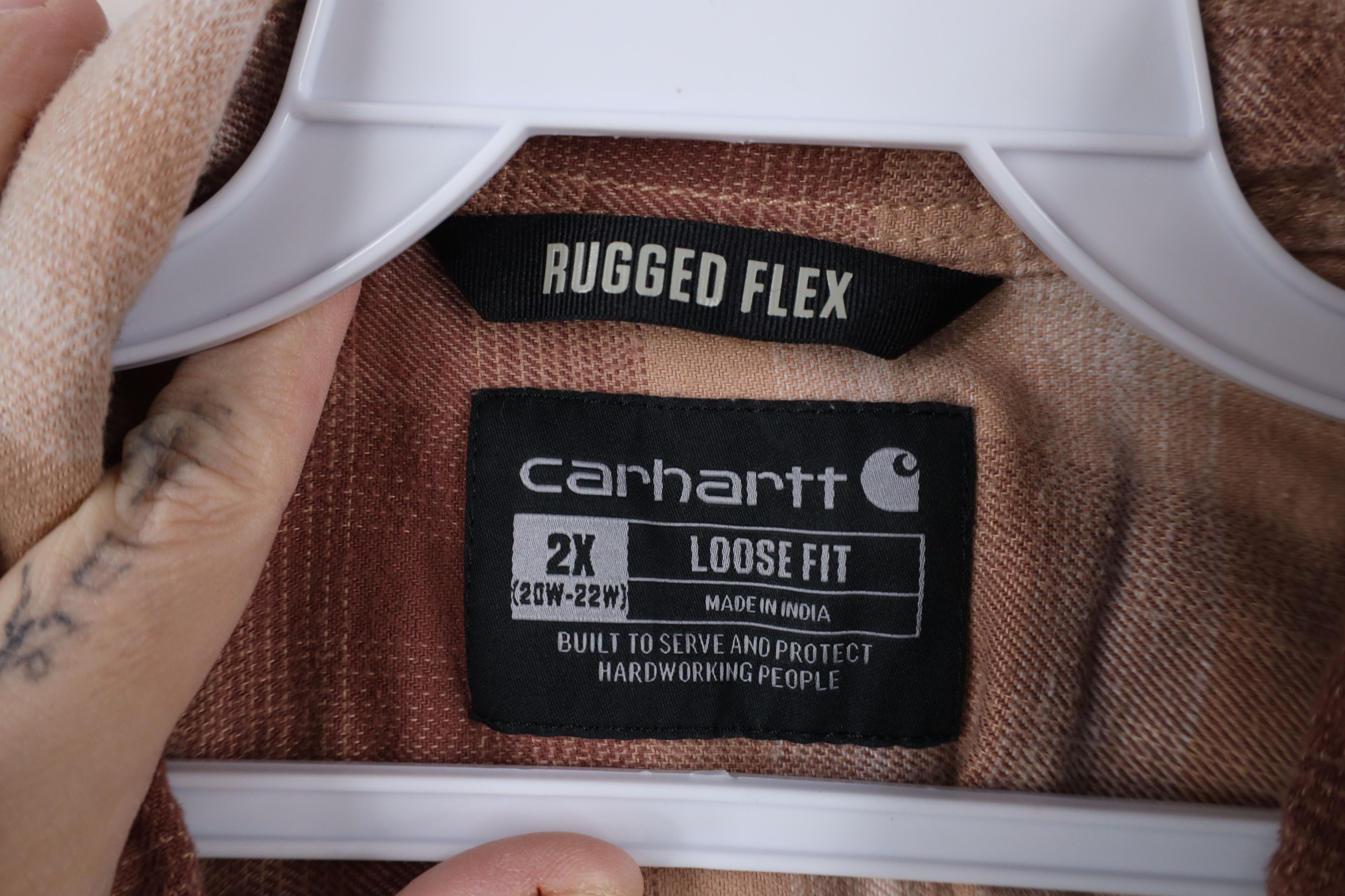 Carhartt × Vintage Vintage Carhartt Rugged Flex Flannel Collared Button Shirt Size XXL / US 16-18 / IT 52-54 - 8 Thumbnail