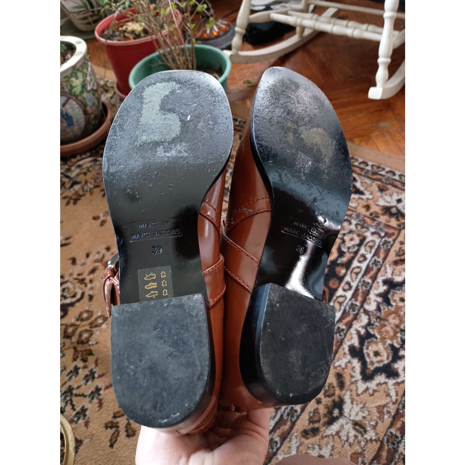 Marc Jacobs VINTAGE Marc Jacobs Boots Brown Patent Leather 39 8 US Women Mid Calf Biker Shaft 16 in Mens Womens Girls Tags: none Size US 8 / IT 38 - 4 Thumbnail