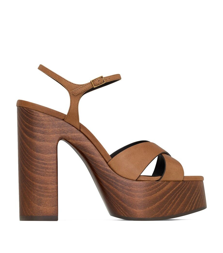 Saint Laurent Paris bianca platform sandals in smooth leather caramel Size US 12 / IT 42 - 1 Thumbnail