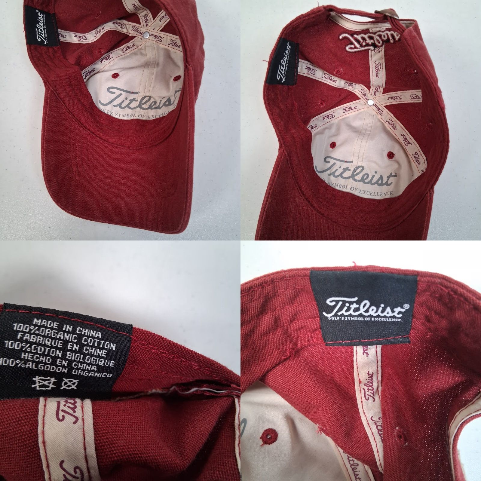 Titleist Titleist Golf Hat Maroon Canvas Strap Back Distressed Embroidered One Size Men Golf Cap Size ONE SIZE - 9 Thumbnail