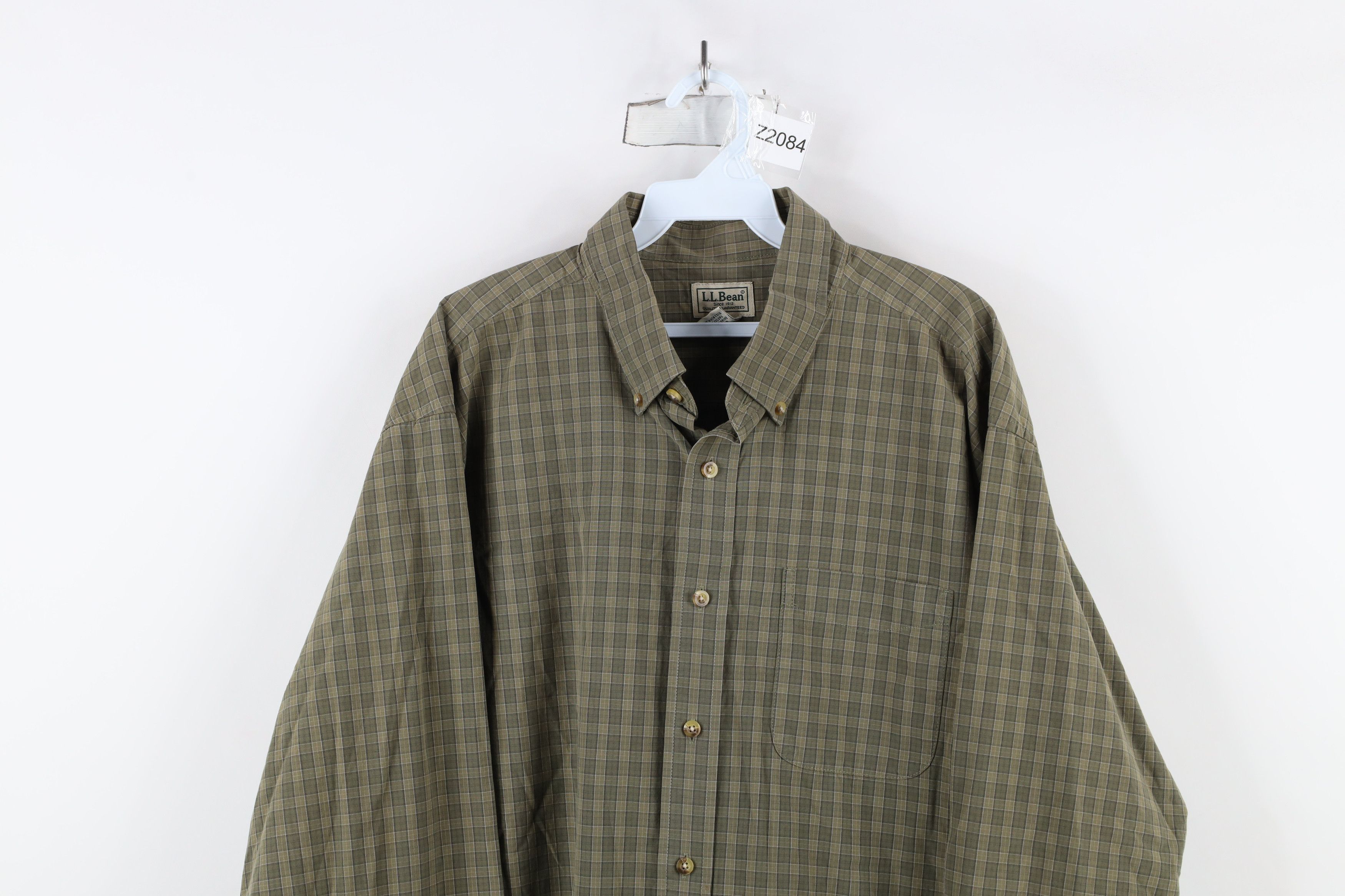L.L. Bean × Vintage Vintage LL Bean Collared Button Down Shirt Green Plaid Size US XL / EU 56 / 4 - 2 Thumbnail