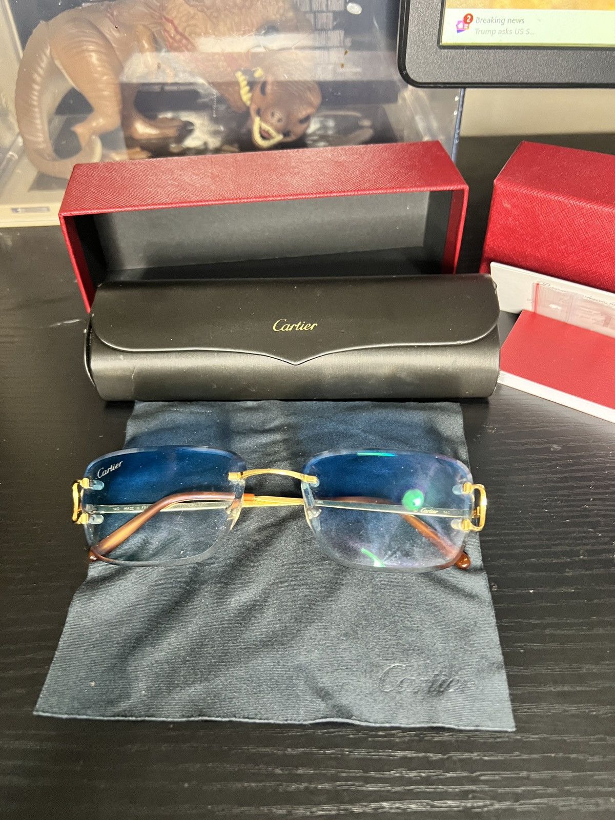 Cartier cartier c de sunglasses rimless glasses blue two tone18kGold Size 36 - 7 Thumbnail