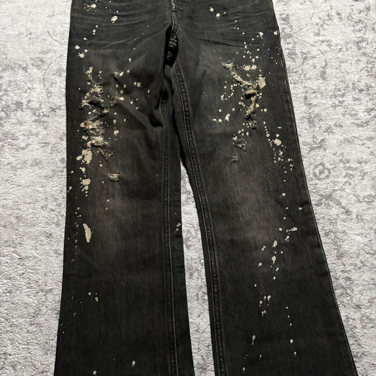 Shellac Shellac Bleached & Distressed Bootcut Black Jeans | Size 48 Size US 30 / EU 46 - 2 Thumbnail