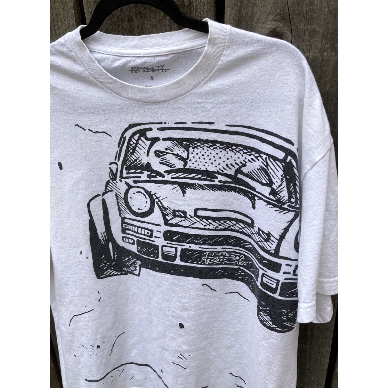 IDEA Reality to Idea White Car Sketch T-Shirt XL Crew Cotton Josh Vides Street Men’s Shirt Size US XL / EU 56 / 4 - 4 Thumbnail