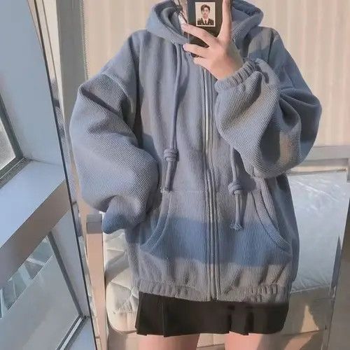 Japanese Brand Solid Loose Zip-up Hooded Sweatshirts Size L / US 10 / IT 46 - 1 Thumbnail