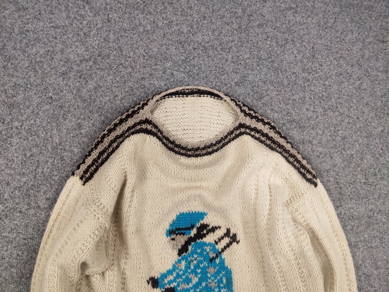 Vintage Vintage 50-60's Hand Knit Wool Crew chek Sweater skier Logo Size US S / EU 44-46 / 1 - 4 Thumbnail