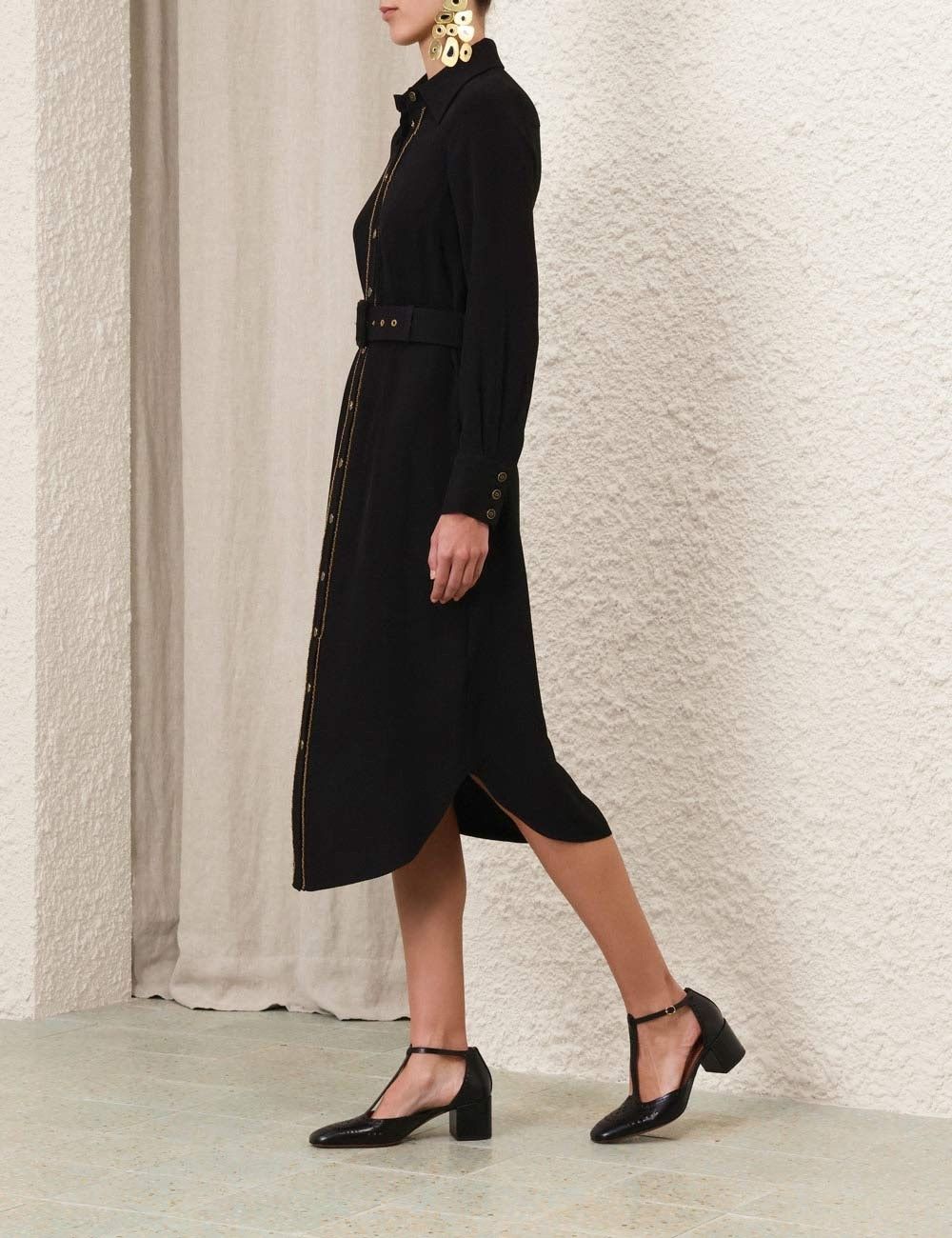 Zimmermann oc11z0825 Chain Midi Dress in Black Size L / US 10 / IT 46 - 3 Thumbnail