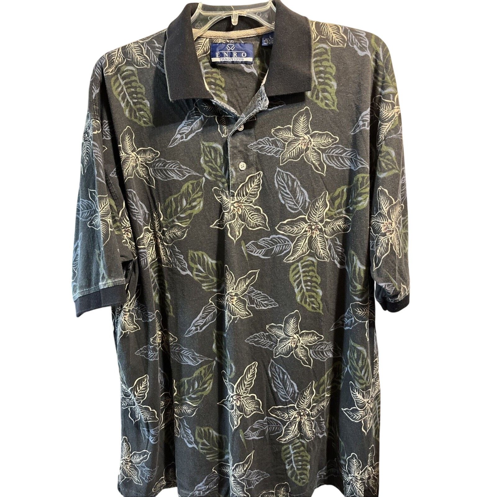 Enro Vintage Enro Mens L Short Sleeve Golf Polo Shirt Gray Floral Size US L / EU 52-54 / 3 - 1 Thumbnail