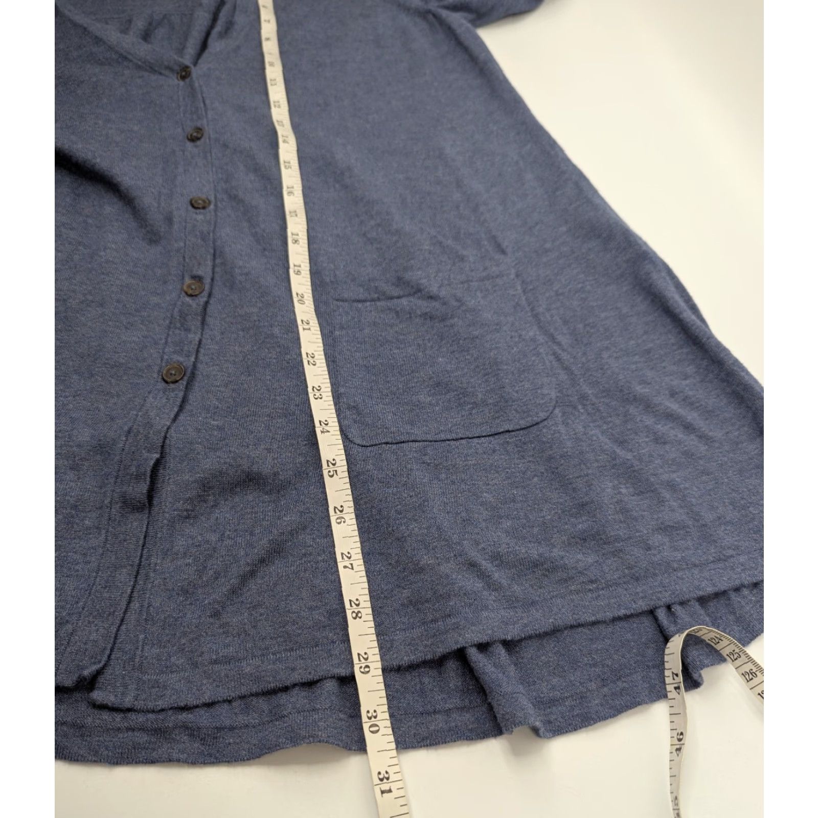 J. Jill J. Jill Cardigan Sweater Women Medium Petite Heather Blue Knit Cardigan Bohemian Travel Lightweight Poplin? Size M / US 6-8 / IT 42-44 - 5 Thumbnail