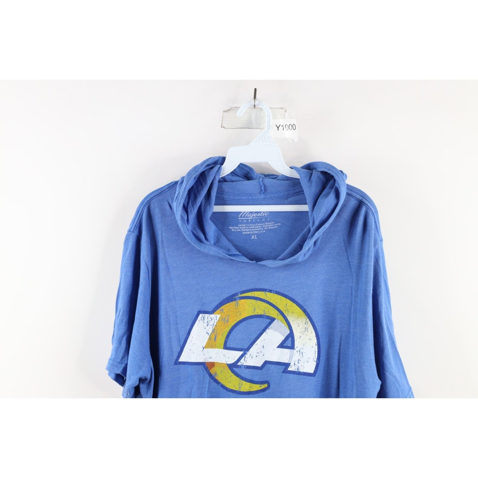 Majestic Majestic Los Angeles Rams Football Hooded T-Shirt Size XL / US 12-14 / IT 48-50 - 2 Thumbnail