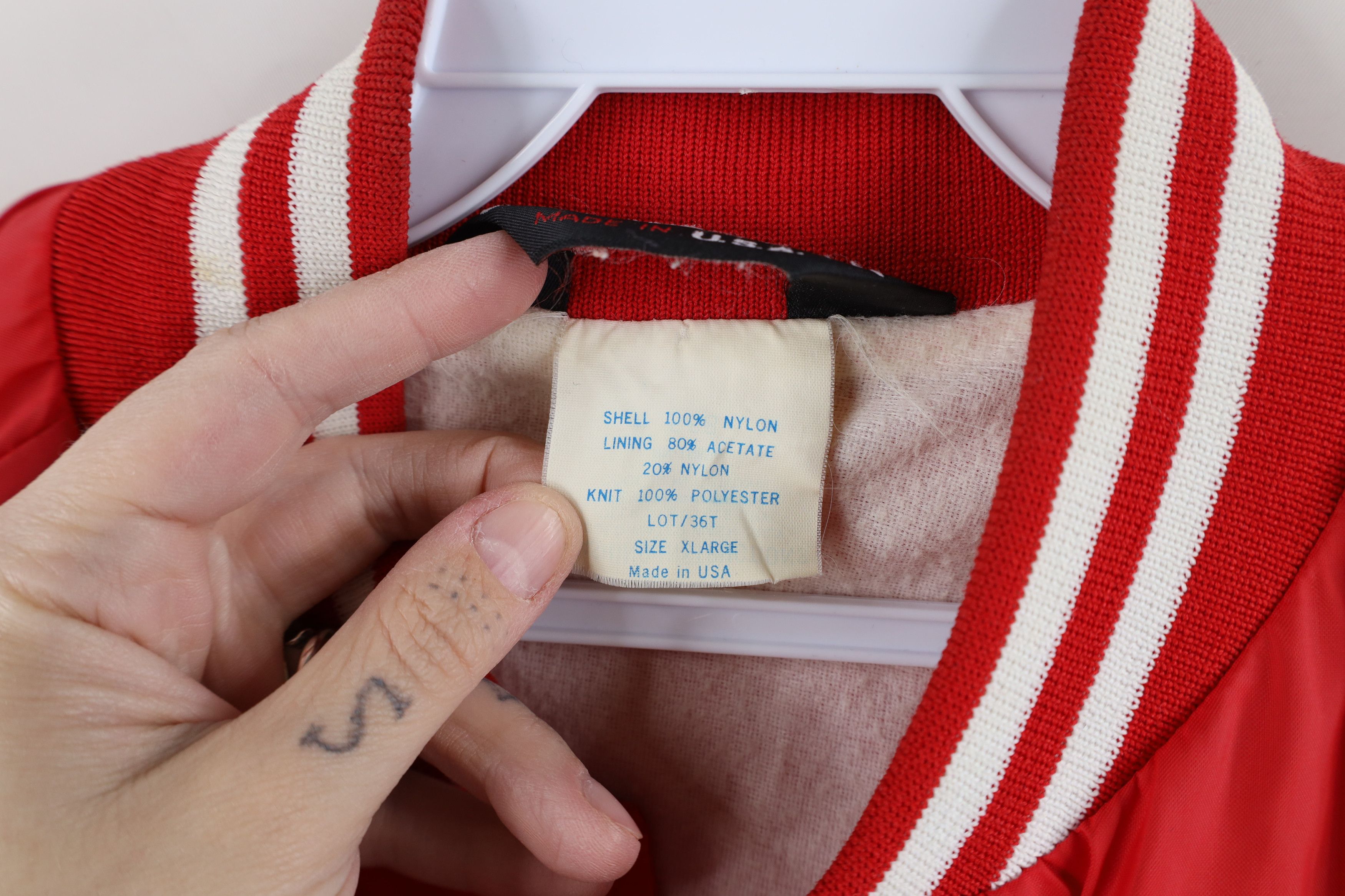 Vintage Vintage 70s 80s Lined Striped Bomber Jacket USA Red Size US XL / EU 56 / 4 - 13 Thumbnail