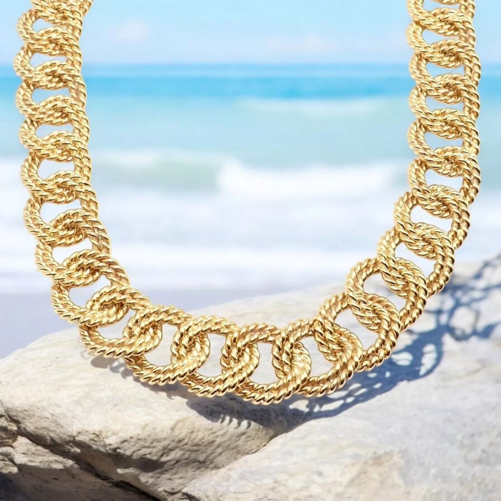 Vintage Verdura 18k Yellow Gold Rope Link Choker Necklace Size ONE SIZE - 2 Thumbnail