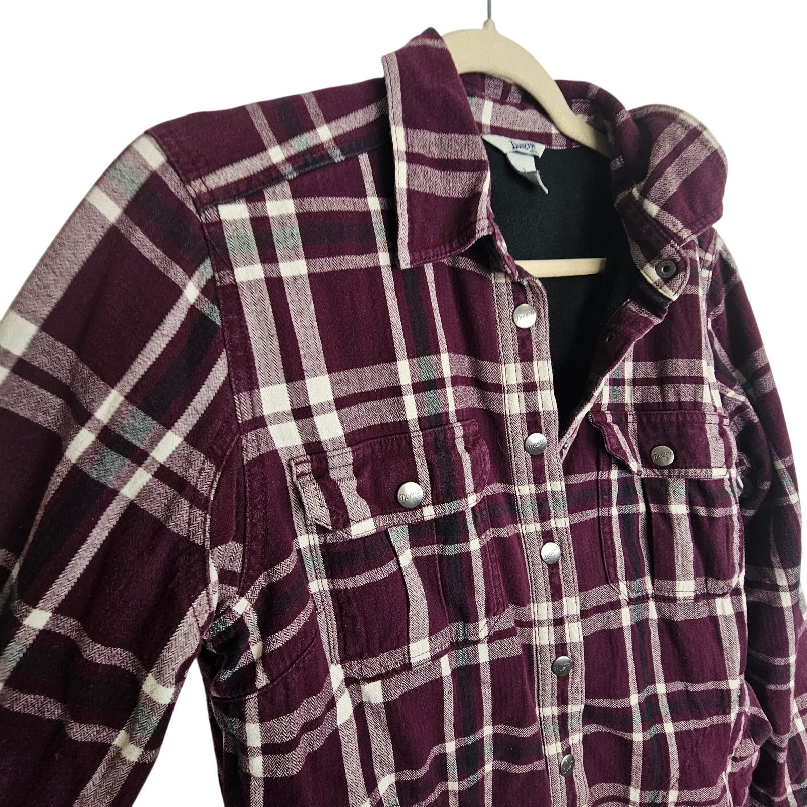 Duluth Trading Company Duluth Trading Co Fleece Lined Shacket Purple Plaid Snap Up Size S / US 4 / IT 40 - 6 Thumbnail