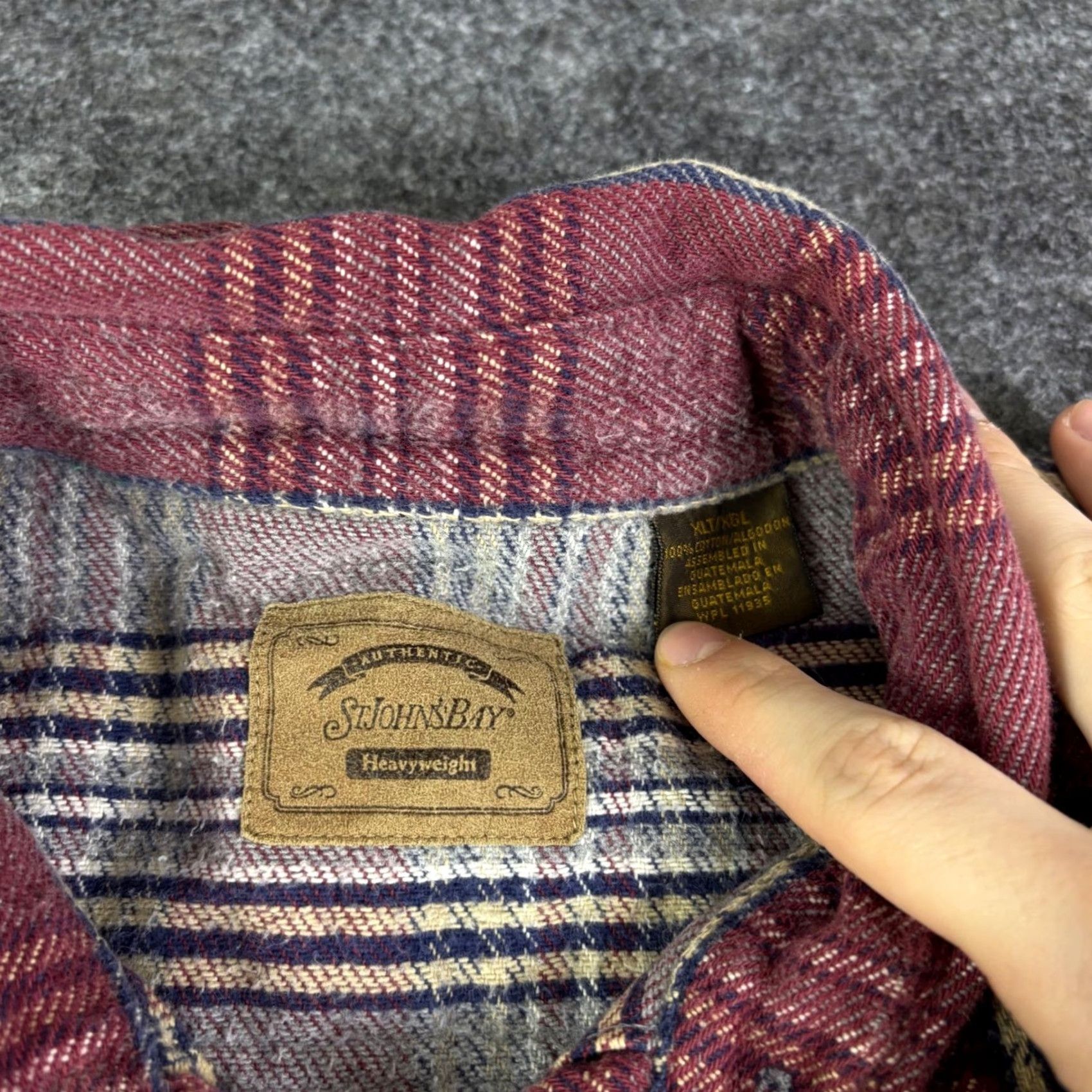 Vintage St. John's Bay Heavyweight Flannel Shirt Mens XLT Tall Burgundy Plaid Cotton Work Size US XL / EU 56 / 4 - 3 Thumbnail