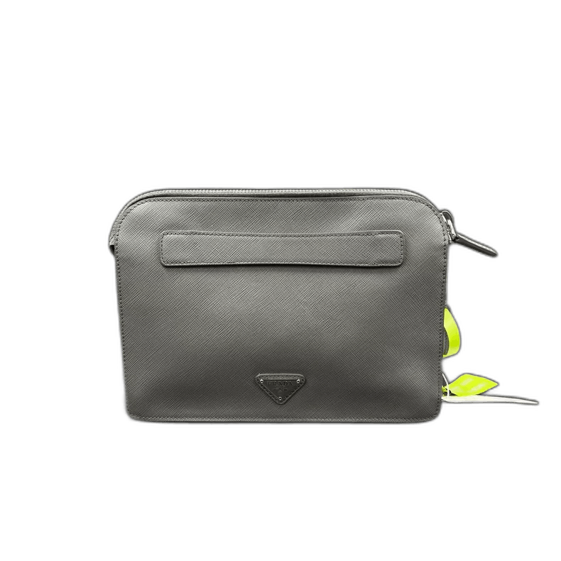 Prada PRADA Gray Triangular Logo Clutch Bag Size ONE SIZE - 1 Thumbnail