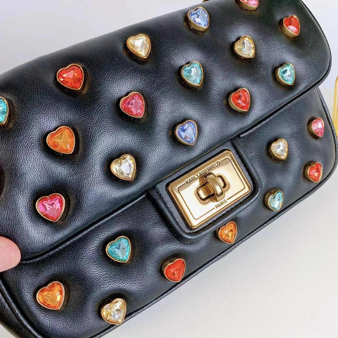 Karl Lagerfeld Karl Lagerfeld LH1HB283 AGYNESS SHOULDER BAG IN BLACK MULTI Size ONE SIZE - 8 Thumbnail