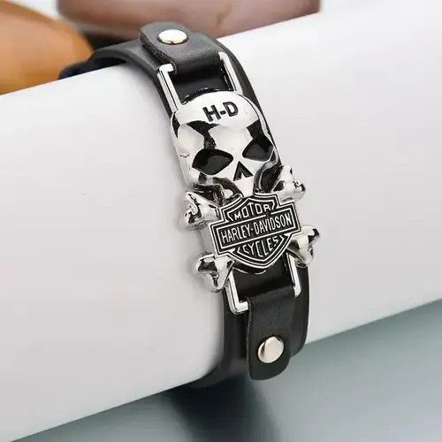 Leather × Vintage Vintage Classic Gothic Leather Punk Woven Skull Bracelet Size ONE SIZE - 4 Thumbnail