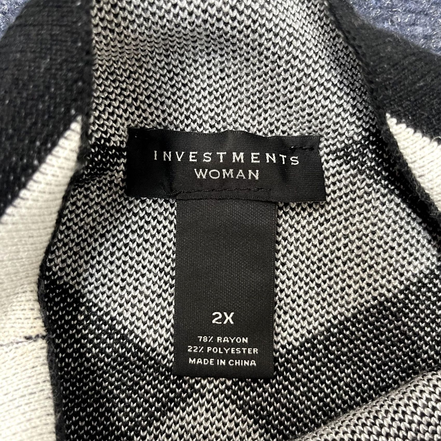Vintage Investments Woman Sweater Womens 2X Black Geometric Mock Neck Knit Pullover Size XXL / US 16-18 / IT 52-54 - 2 Thumbnail