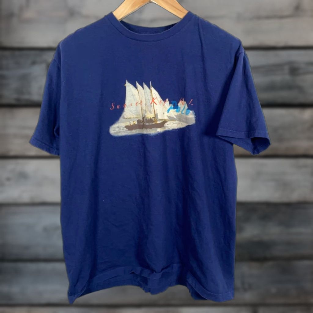 Polo Ralph Lauren VINTAGE Polo Ralph Lauren Sail Boat T-Shirt Adult XL Dark Blue Nautical 90s Beach Retro Graphic Print Shirt Mens Size US XL / EU 56 / 4 - 1 Thumbnail