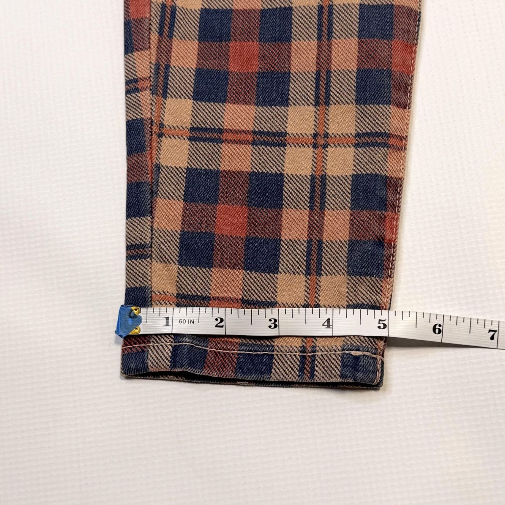 Vintage Current/Elliott The Stiletto Jeans Womens 25 Tan Plaid Skinny Ankle Stretch Size 42" / US 20 - 4 Thumbnail