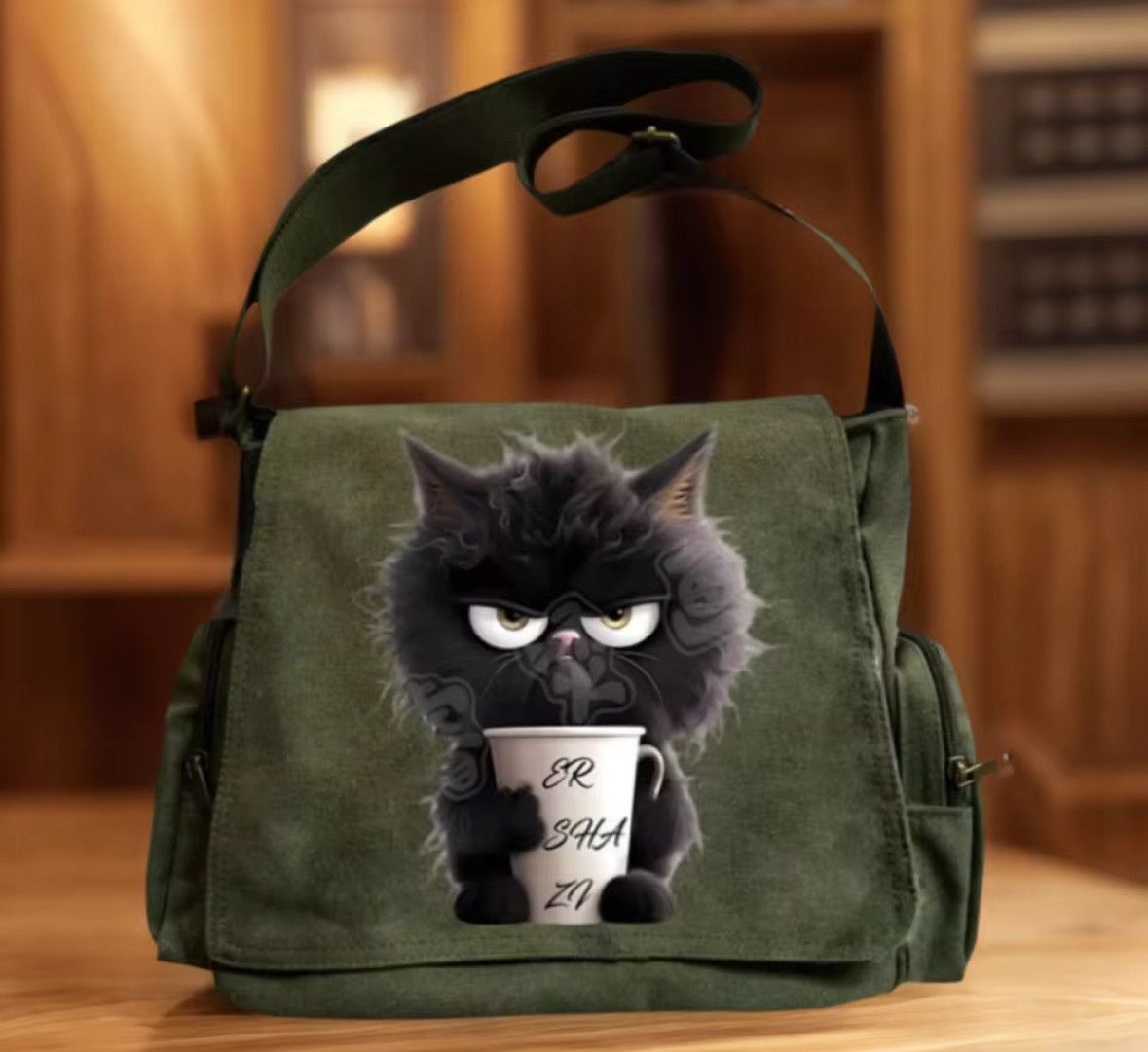 Other Workwear School Black Cat Shoulder Bag Large Messenger Bag Size ONE SIZE - 1 Thumbnail