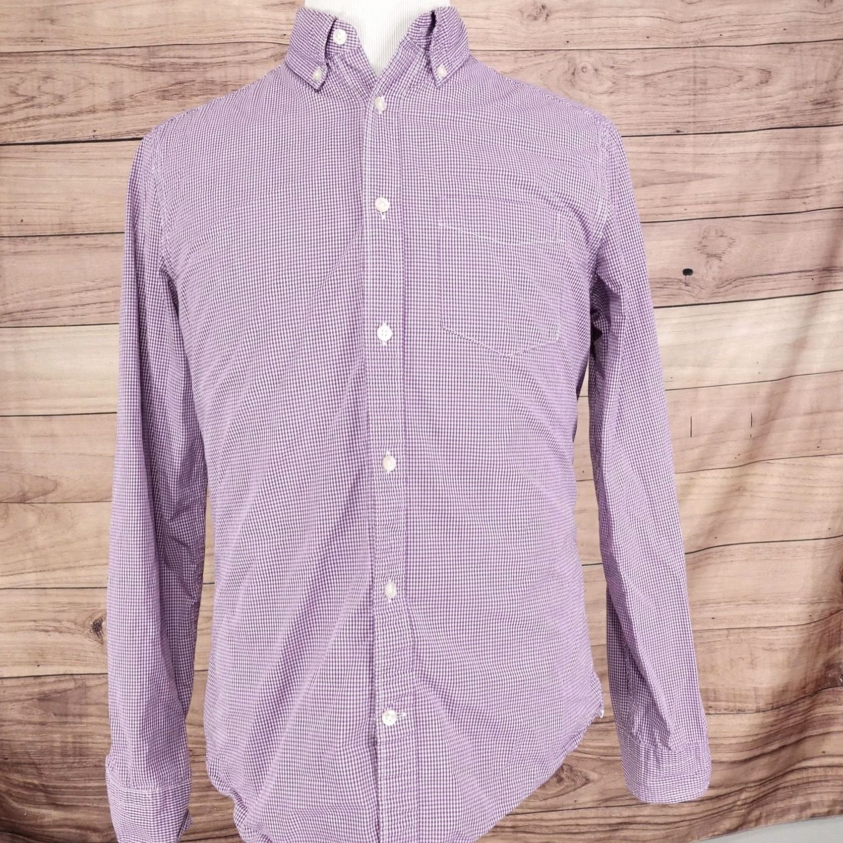 Gap Gap Mens Medium Purple Gingham Check Button Down Long Sleeve Size US M / EU 48-50 / 2 - 3 Thumbnail