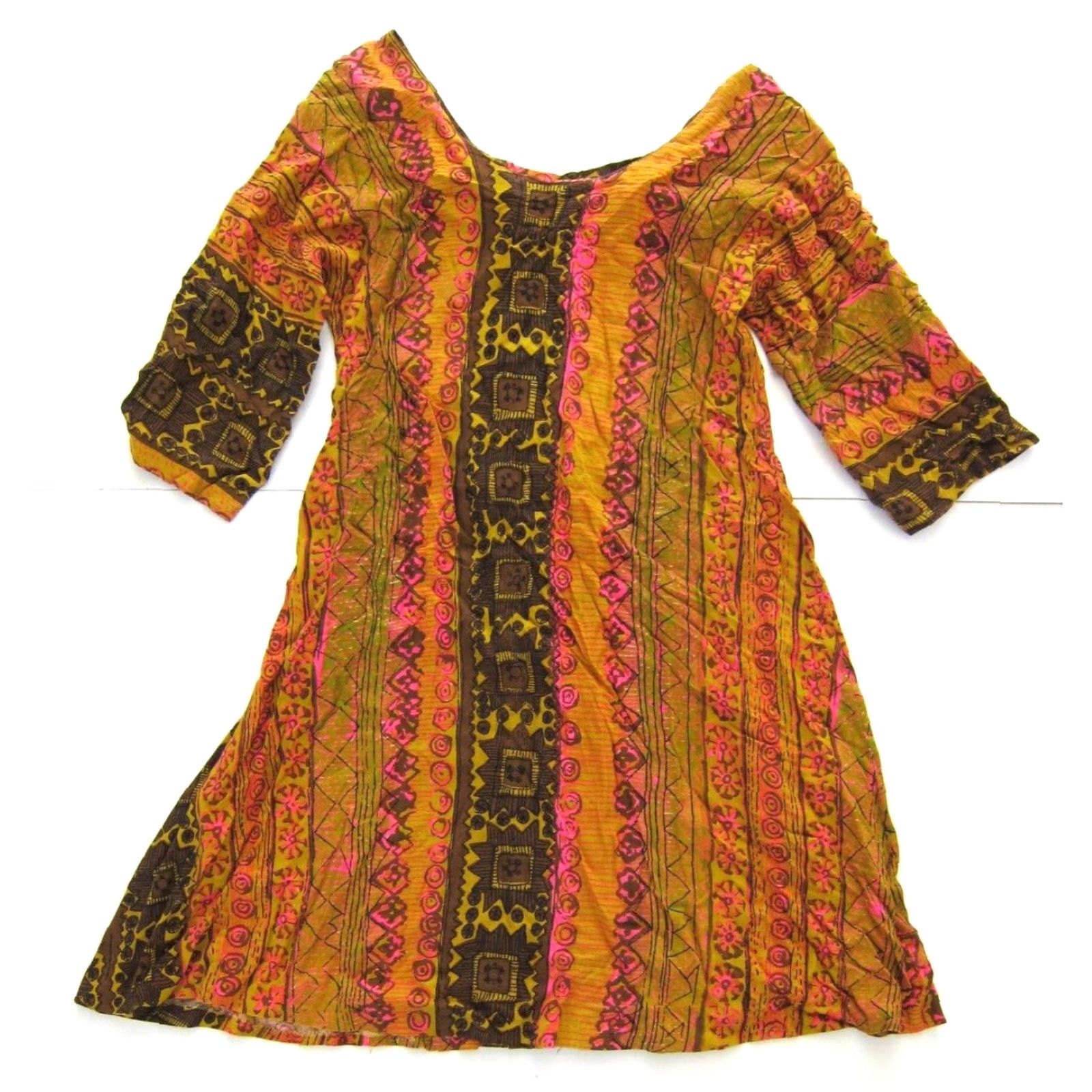 Pinko VINTAGE Handmade Rayon Tunic Dress 3/4 Sleeve Pink Small Size S / US 4 / IT 40 - 2 Thumbnail