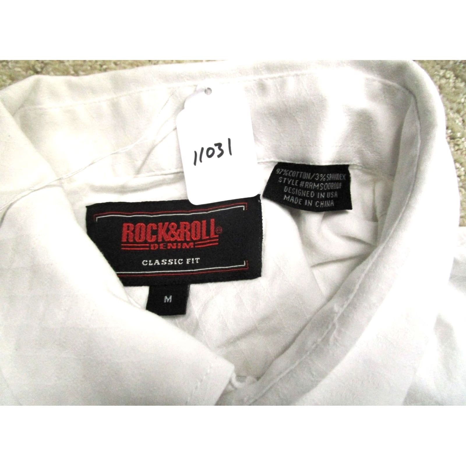 Vintage Rock & Roll Cowboy Shirt Men Medium White Western Long Sleeve Button Up Texture Size US M / EU 48-50 / 2 - 8 Thumbnail