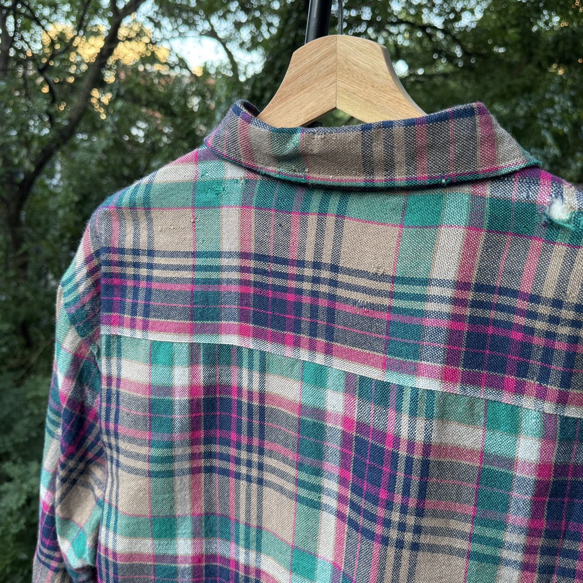 Vintage Thrashed Faded Distressed Flannel Shirt ERD Grunge Chrome Size US L / EU 52-54 / 3 - 7 Thumbnail