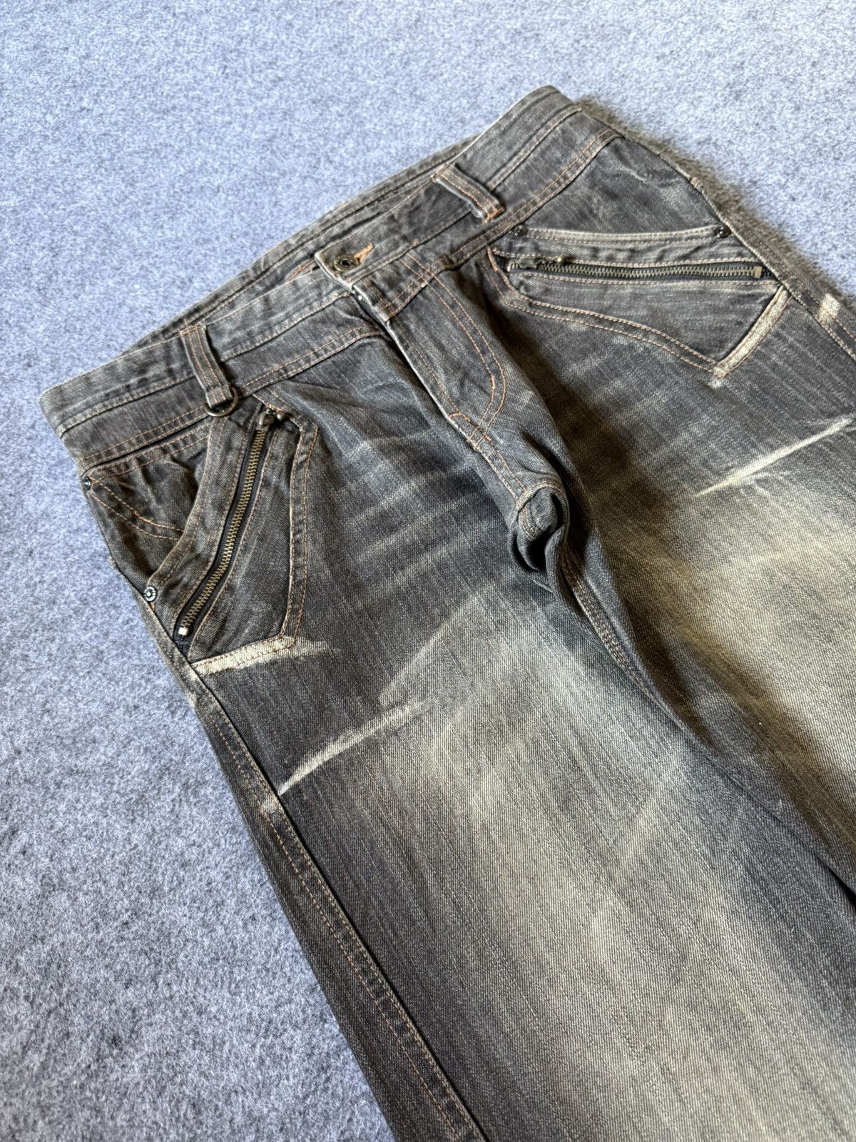 If Six Was Nine Double Focus Japan Asymmetrical Double Waist Flared Jeans Size US 30 / EU 46 - 5 Thumbnail