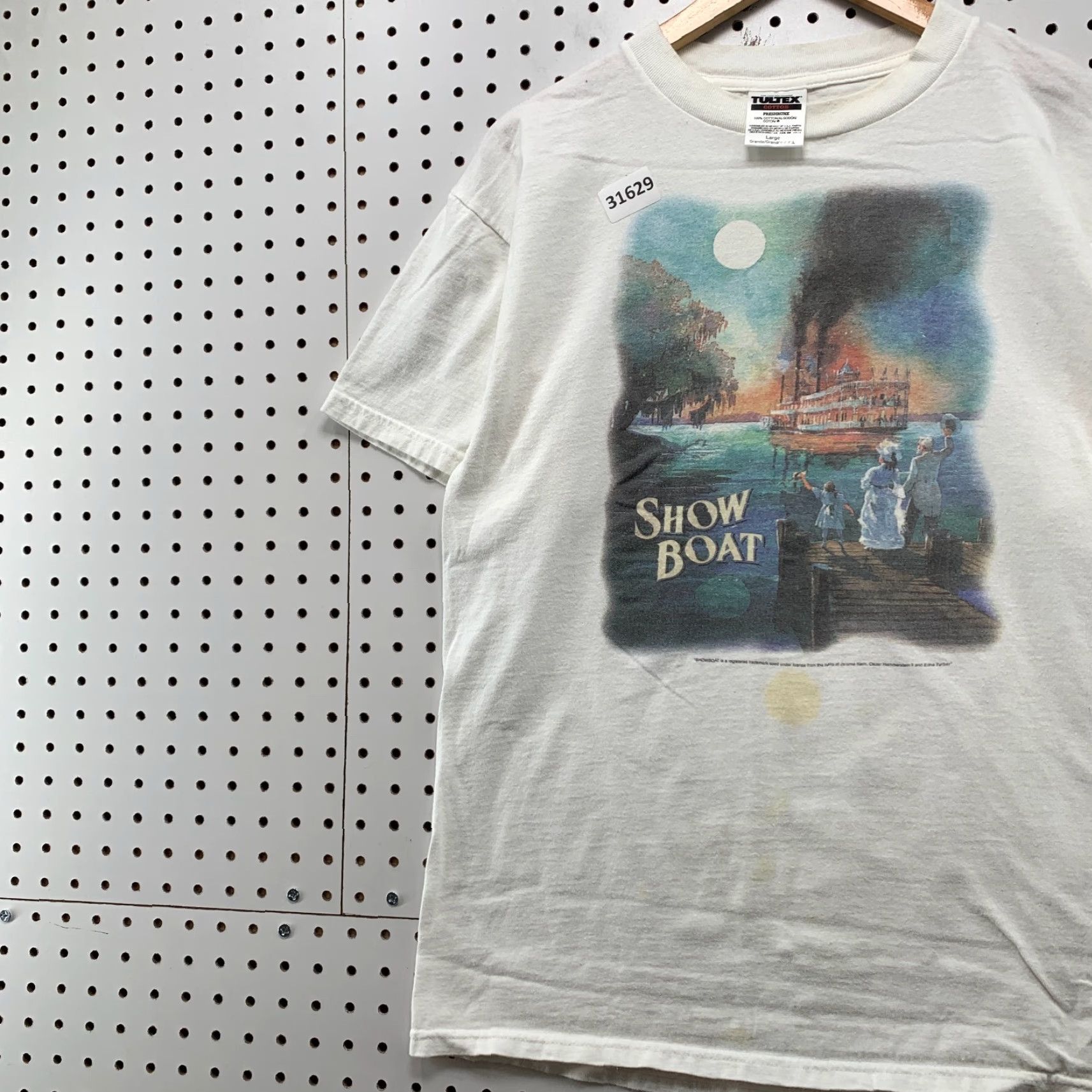 Tultex VINTAGE Show Boat Shirt White Mens L Movie TEE 90s Tultex Short Sleeve Size US L / EU 52-54 / 3 - 3 Thumbnail