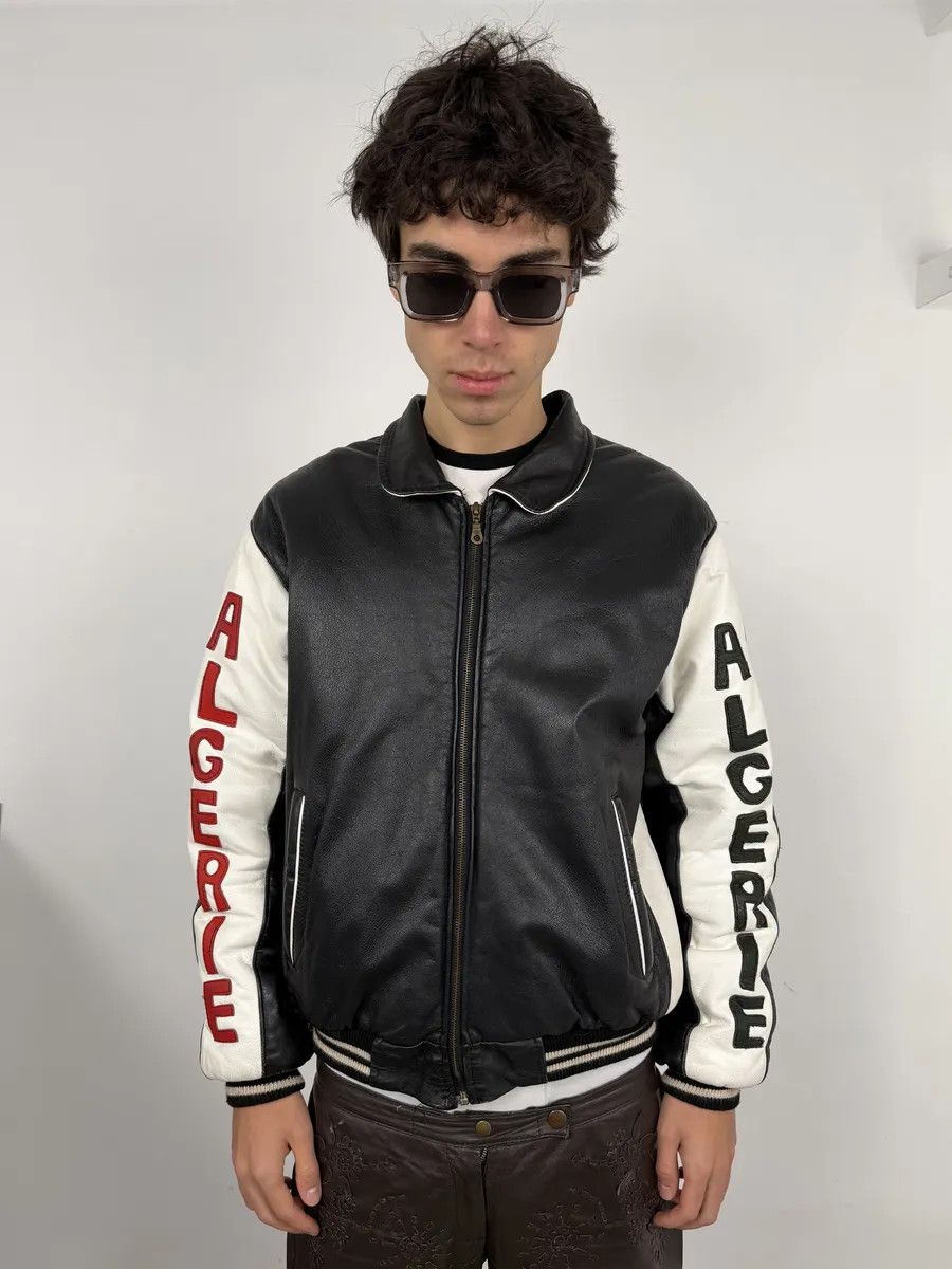 Vintage 2000s Algeria Traditional Black Leather Bomber Jacket Size US M / EU 48-50 / 2 - 3 Thumbnail