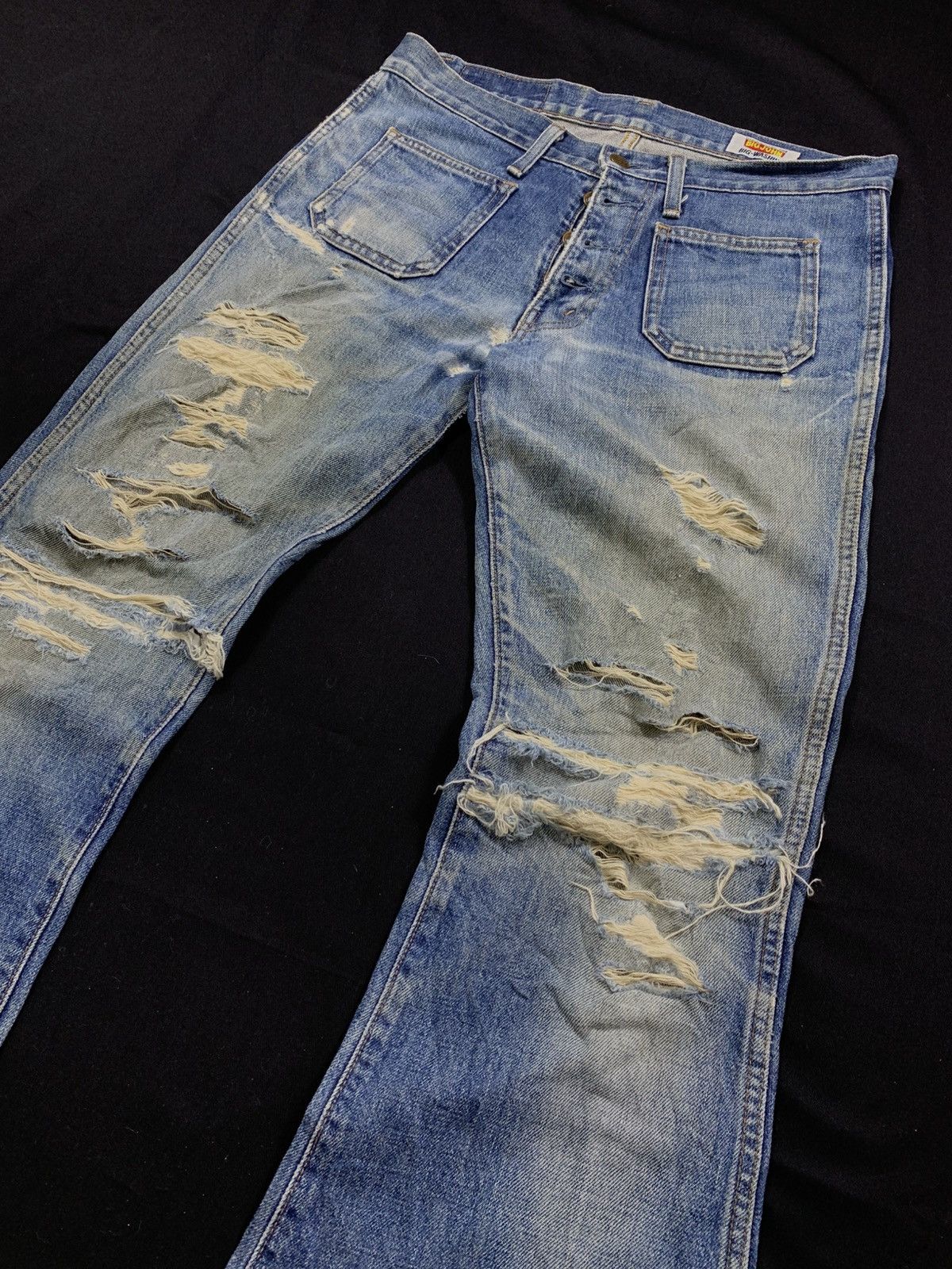Tornado Mart Vintage Big john Distressed Japan Super Flare Denim pants Size US 31 - 3 Thumbnail