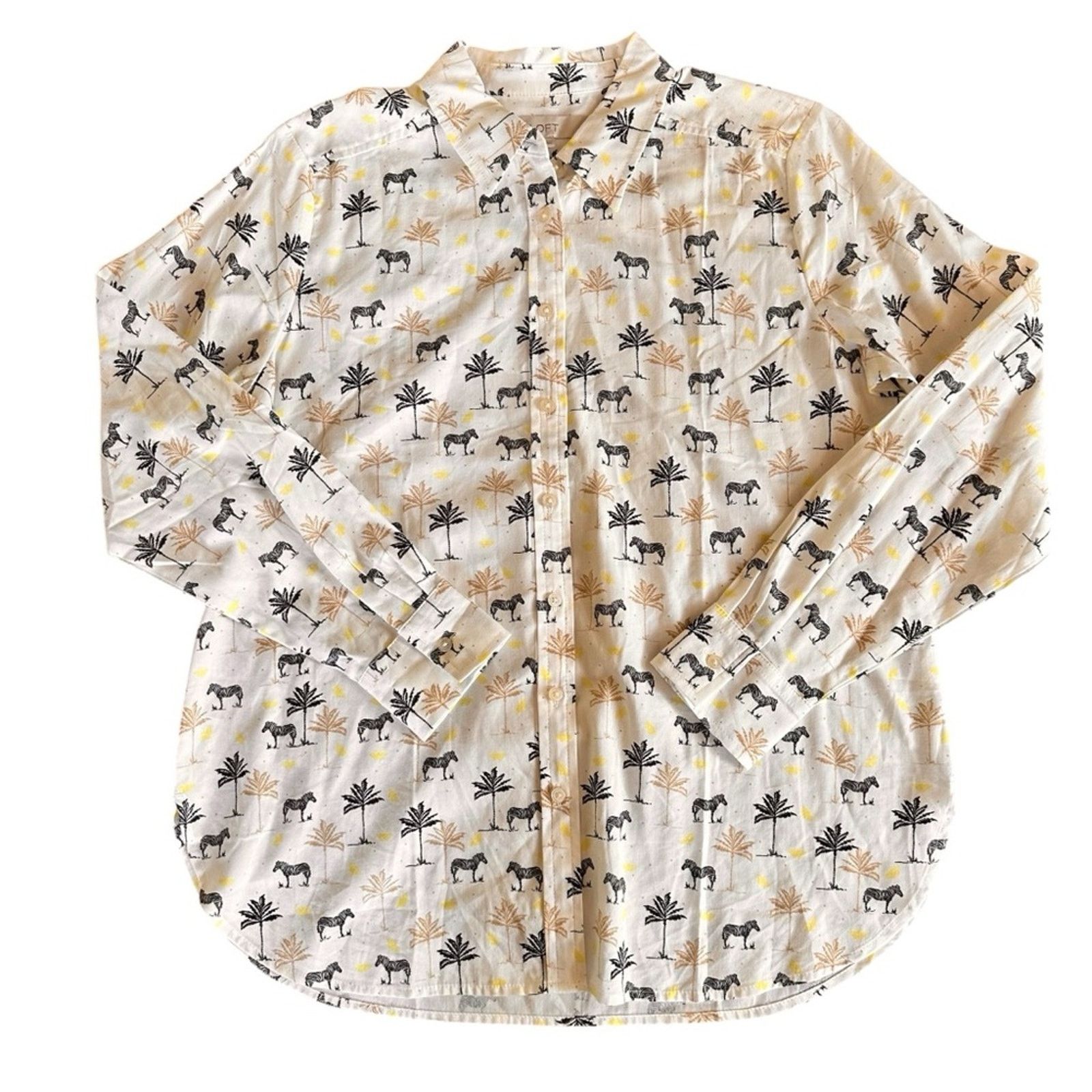 Loft Loft Zebra Print Button Down – White/Black – Size S – EUC Size S / US 4 / IT 40 - 4 Thumbnail