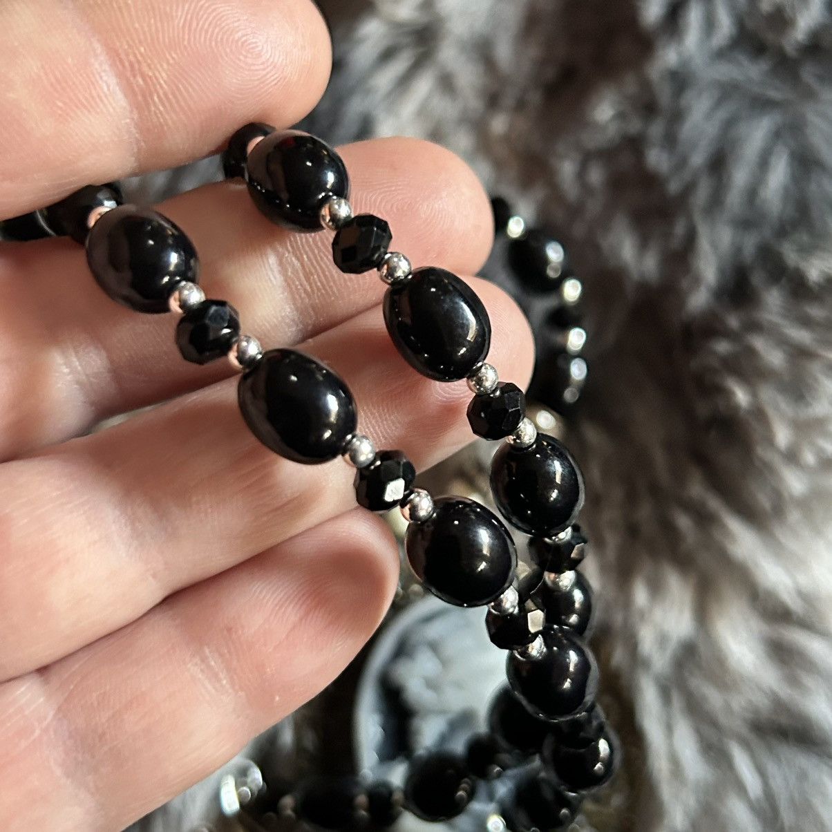 Handmade Handcrafted opalescent charcoal Victorian cameo necklace Size ONE SIZE - 8 Thumbnail