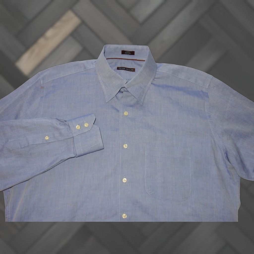 Peter Millar Peter Millar Men's Long Sleeve Button-Front Shirt L Size Blue Cotton Shirt Mens Button-Up -note: avoid extra hyphens? Size US L / EU 52-54 / 3 - 1 Thumbnail