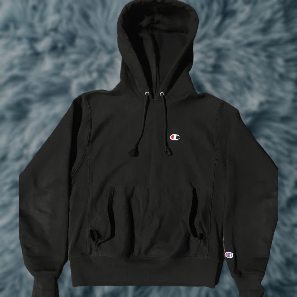 Champion Champion Hoodie S Black Distressed Faded Reverse Weave Grunge Surf Skate Track 90s Vintage Mens Size US S / EU 44-46 / 1 - 1 Thumbnail
