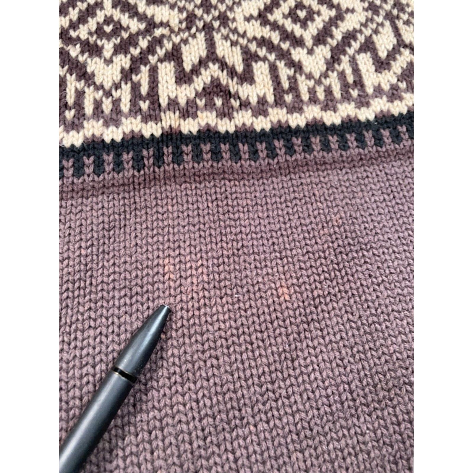 Lands' End Lands' End Sweater Women XL Brown Geometric Snowflake Pattern Cotton Chunky Knit Crew Neck Pullover 90s Retro Ski Womens Size XL / US 12-14 / IT 48-50 - 4 Thumbnail