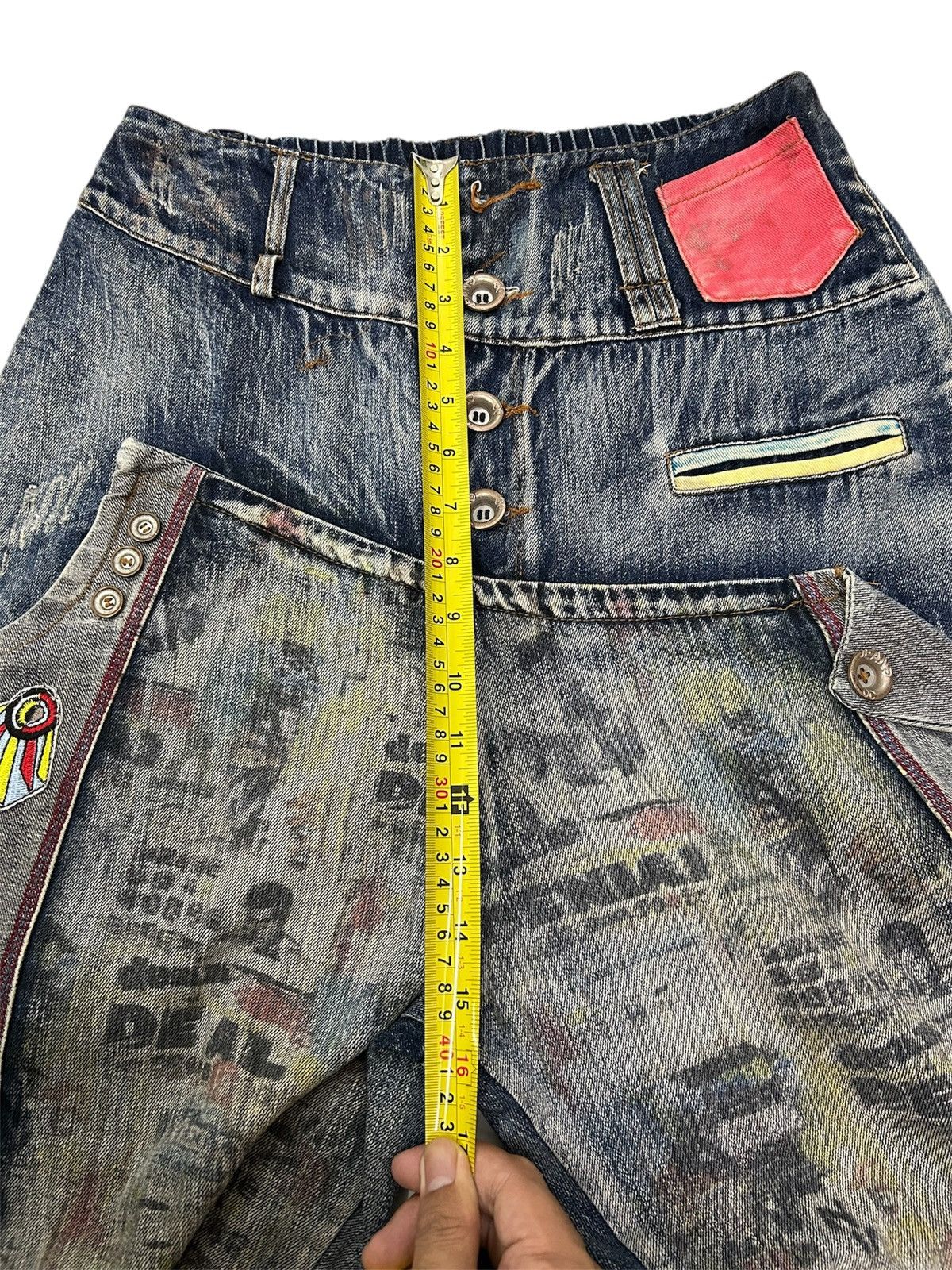 Japanese Brand Vintage Y2K Japanese Sick Artwork Denim Double Layer Jeans Size US 28 / EU 44 - 10 Thumbnail