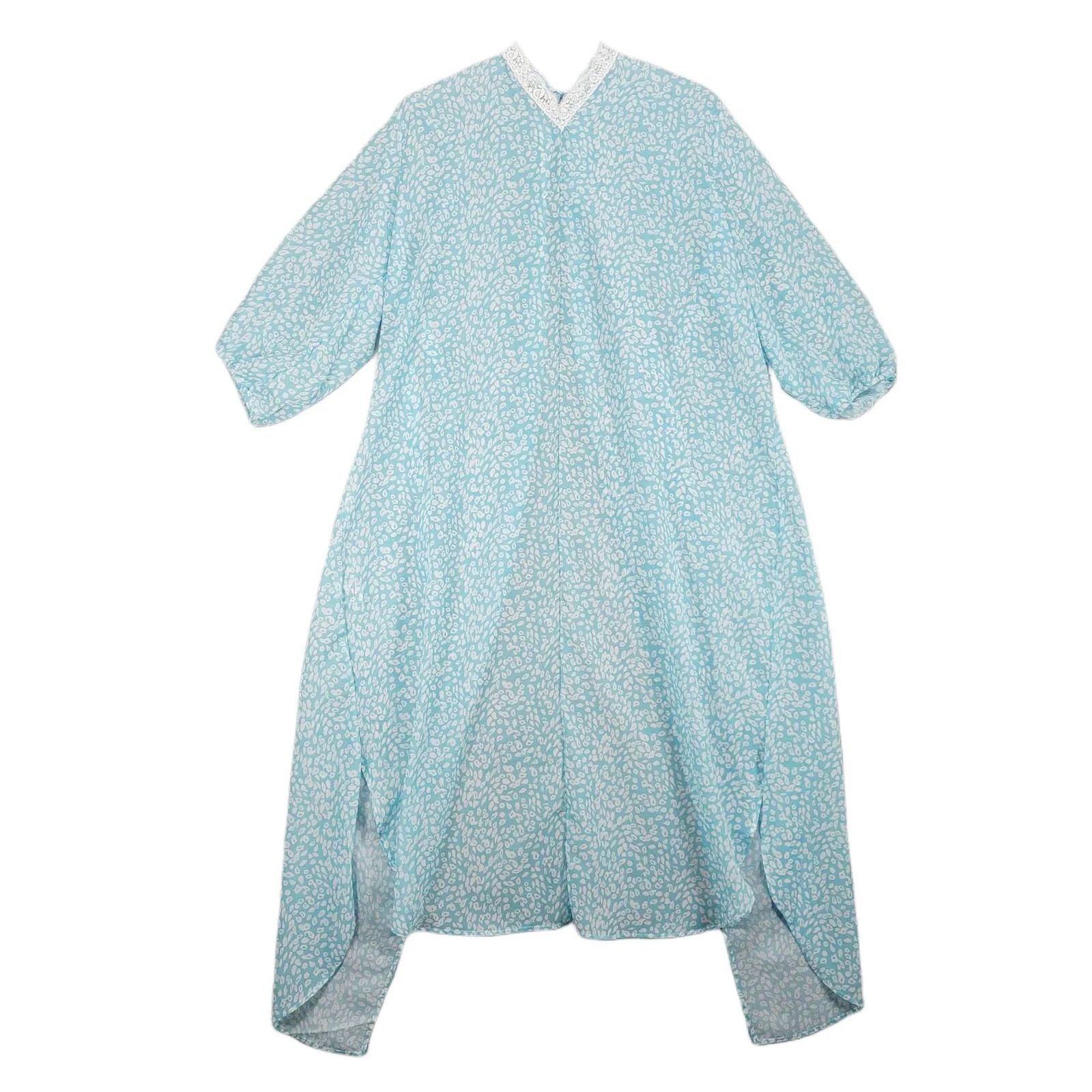 Other Jen & Co Blue Sheer White Lace Trim Nightgown Robe Size ONE SIZE - 3 Thumbnail