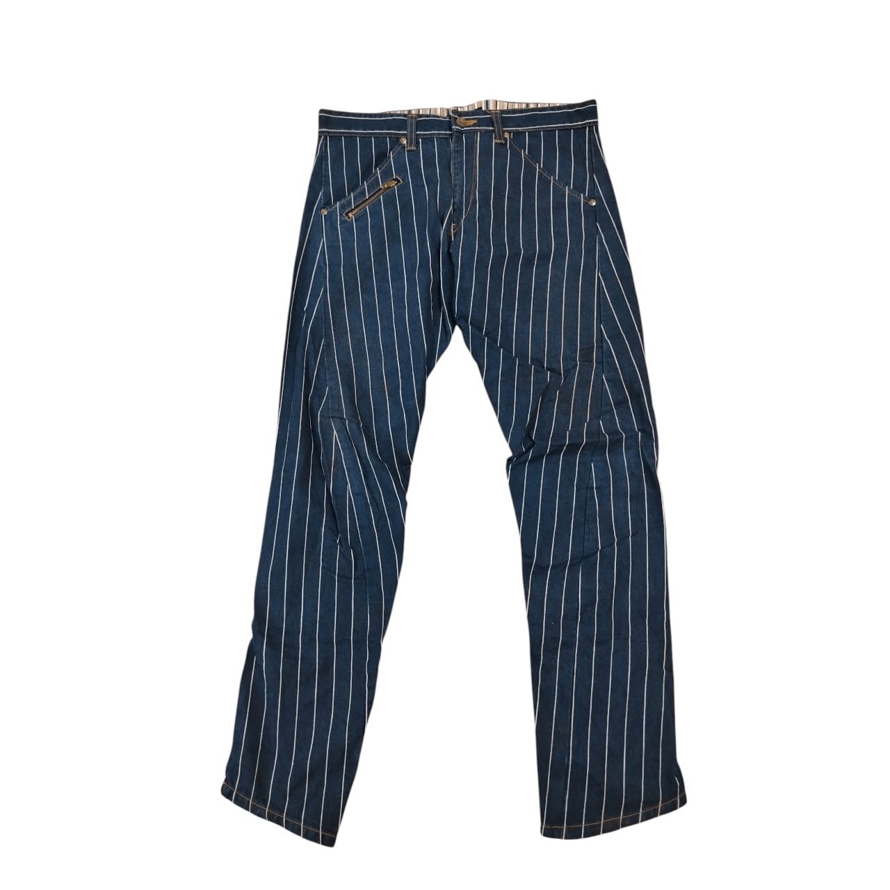Japanese Brand Guell Mustard pinstripe denim Size US 33 - 2 Thumbnail