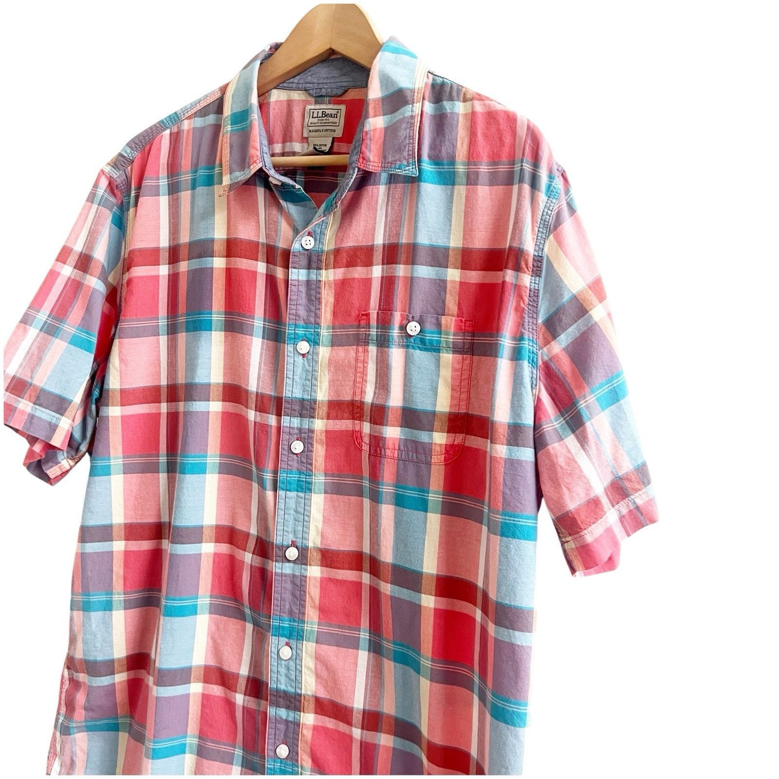 L.L. Bean L.L. Bean Men’s Vintage Plaid Button Down Short Sleeve Size L / US 10 / IT 46 - 5 Thumbnail
