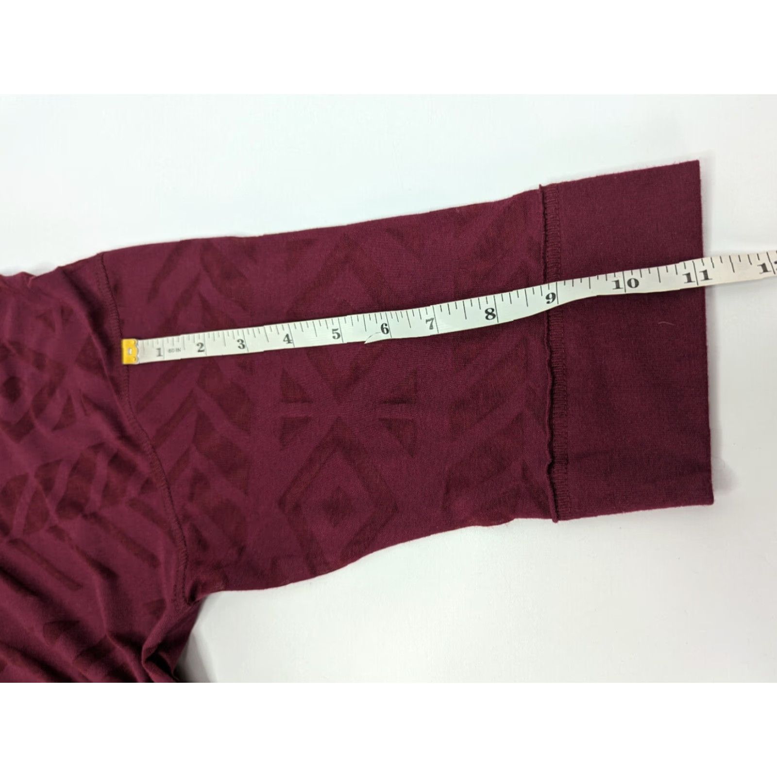 Vintage Lane Bryant Blouse Geometric 3/4 Sleeve Top Burgundy Women's Size 14/16 Sheer Tunic Bohemian NWT Size XL / US 12-14 / IT 48-50 - 6 Thumbnail