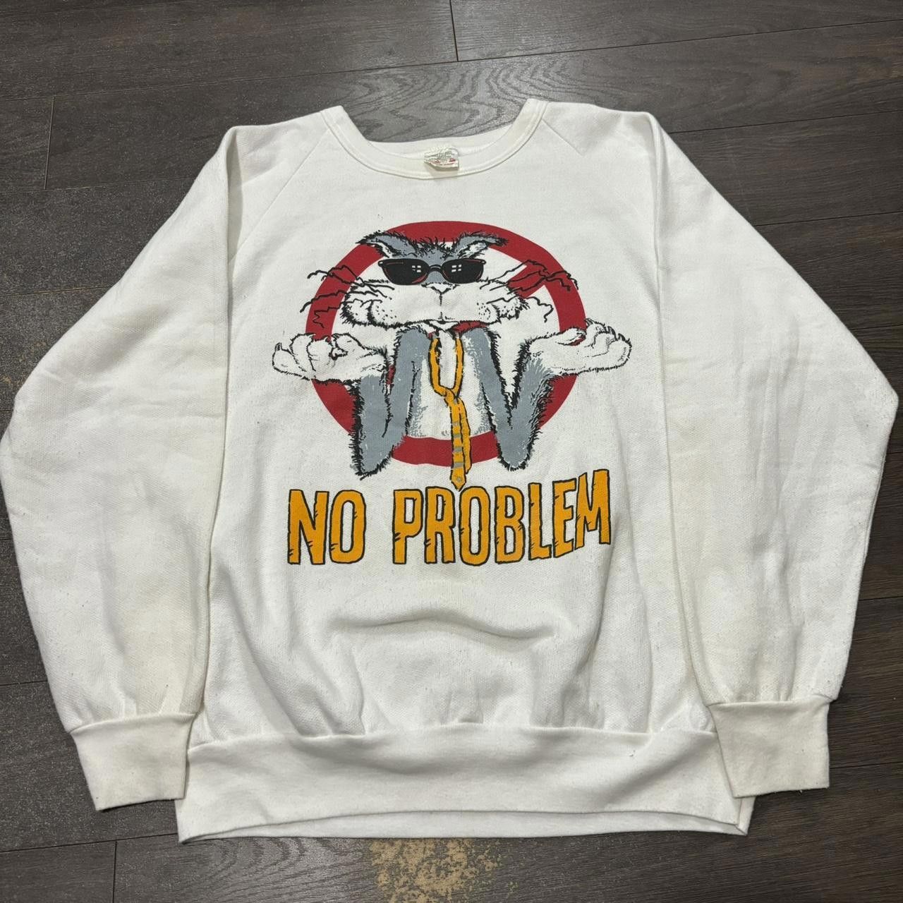 Designer vintage no problem cool cat air waves sweatshirt 90s L/XL Size US L / EU 52-54 / 3 - 3 Thumbnail