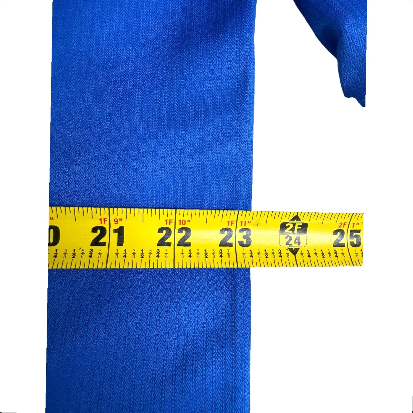Vintage Bruno Conte Dress Shirt Herringbone Long Sleeve Blue 16.5 Regular Cuff Links French Collar Men’s Dress Shirt Size 46R - 7 Thumbnail