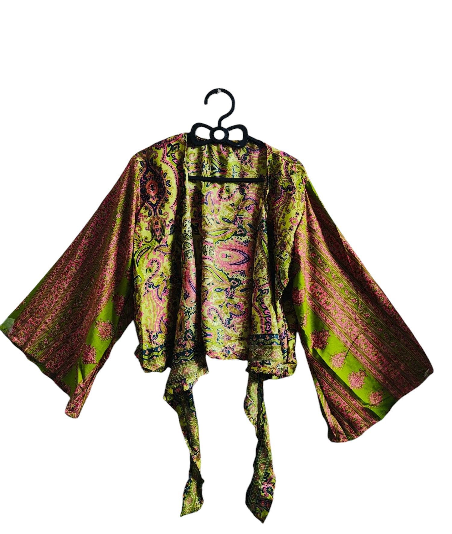 Other Bell Sleeves Silk Floral Printed Women Tie Top Size M / US 6-8 / IT 42-44 - 3 Thumbnail
