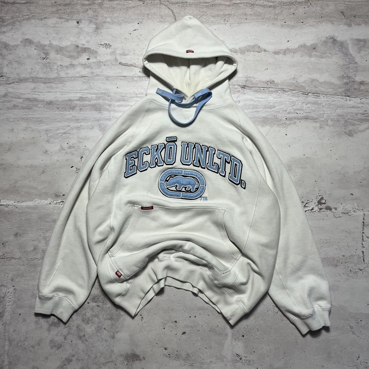 Fubu Ecko Unltd Baby Blue White hoodie XL drip y2k tupac fubu rap Grailed