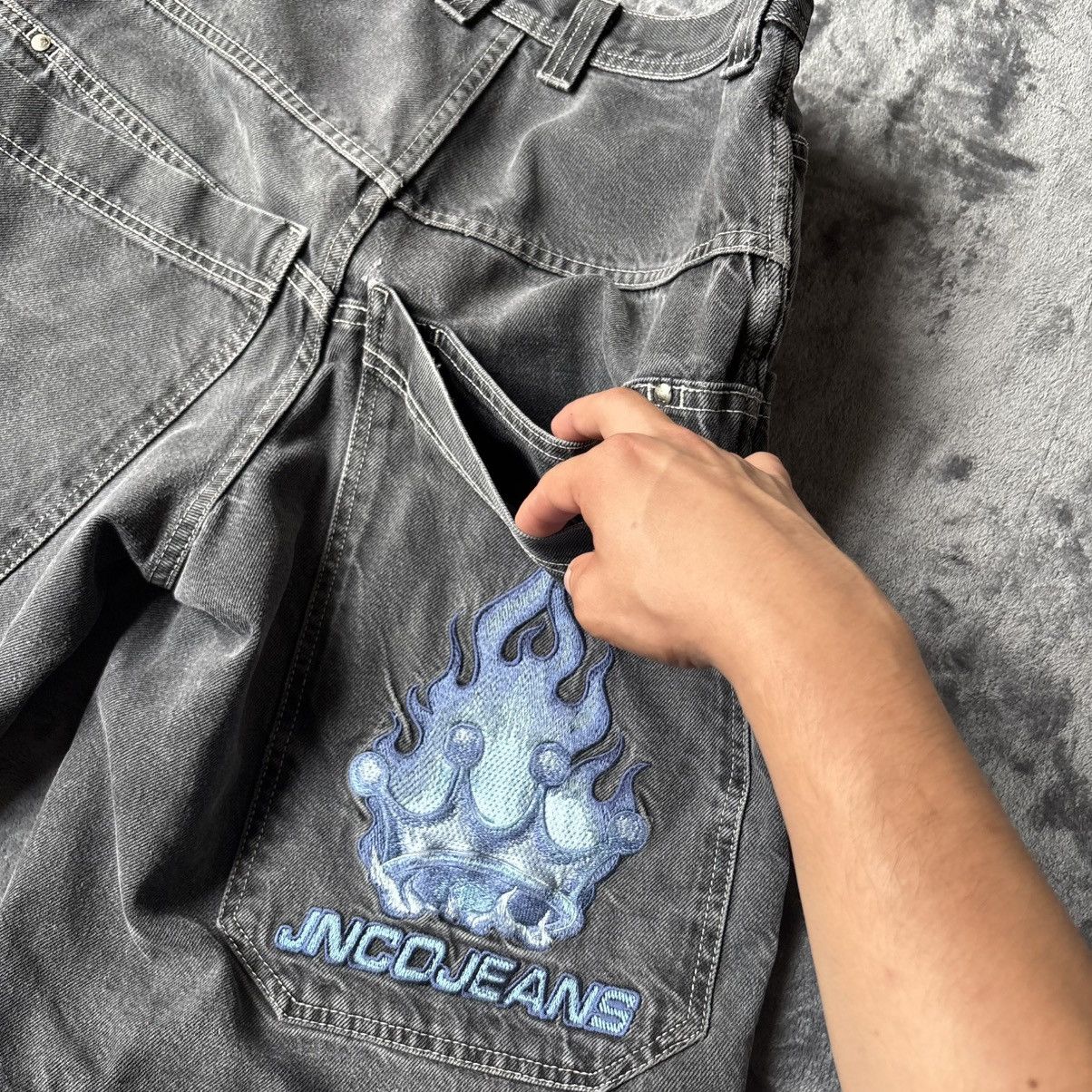 JNCO BURNING BLUE CROWN JNCO JORT Size US 32 / EU 48 - 13 Thumbnail