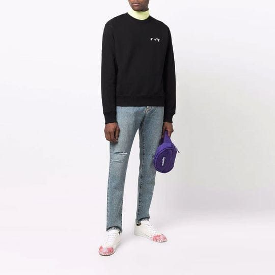 Off-White o1gr1nt1124 Ow Logo Slim Crewneck Sweatshirt in Black Size US XS / EU 42 / 0 - 2 Thumbnail
